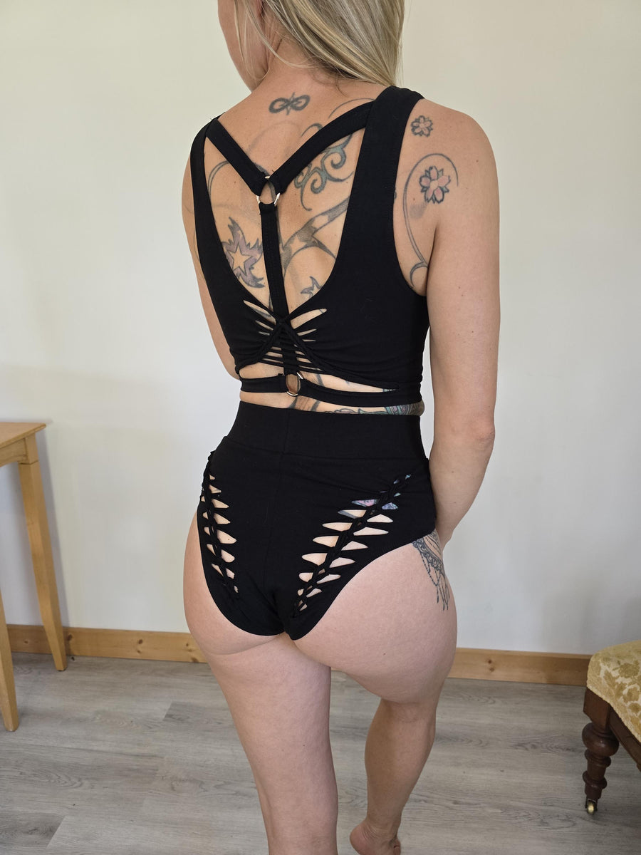 Obsidian Harness Crop Tank Top Reversible