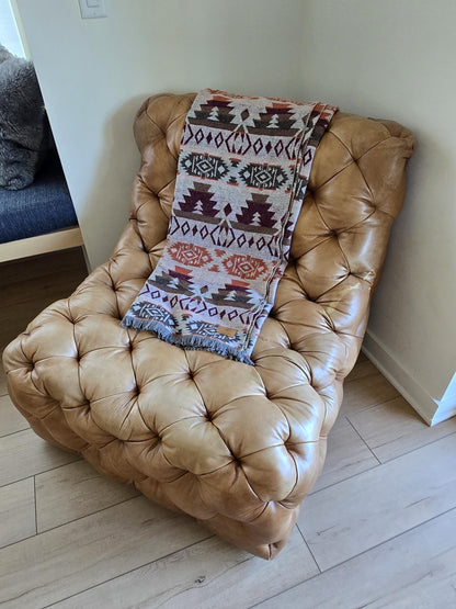 Southwest Inspired Gray and Orange Wool Throw Blanket __etsy:7141530912