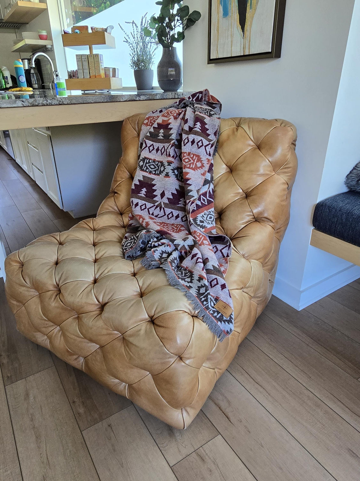 Southwest Inspired Gray and Orange Wool Throw Blanket __etsy:7141530940