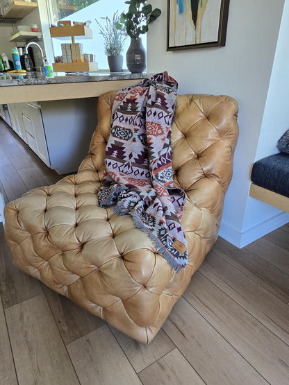 Southwest Inspired Gray and Orange Wool Throw Blanket __etsy:7141530940