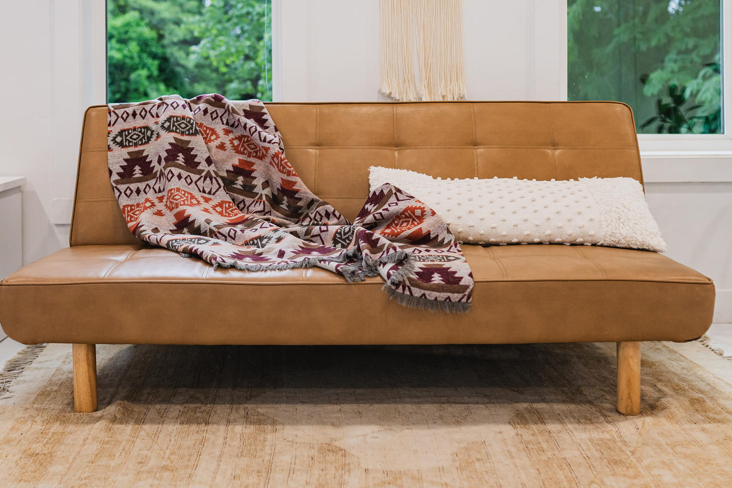 Southwest Inspired Gray and Orange Wool Throw Blanket __etsy:7189508389