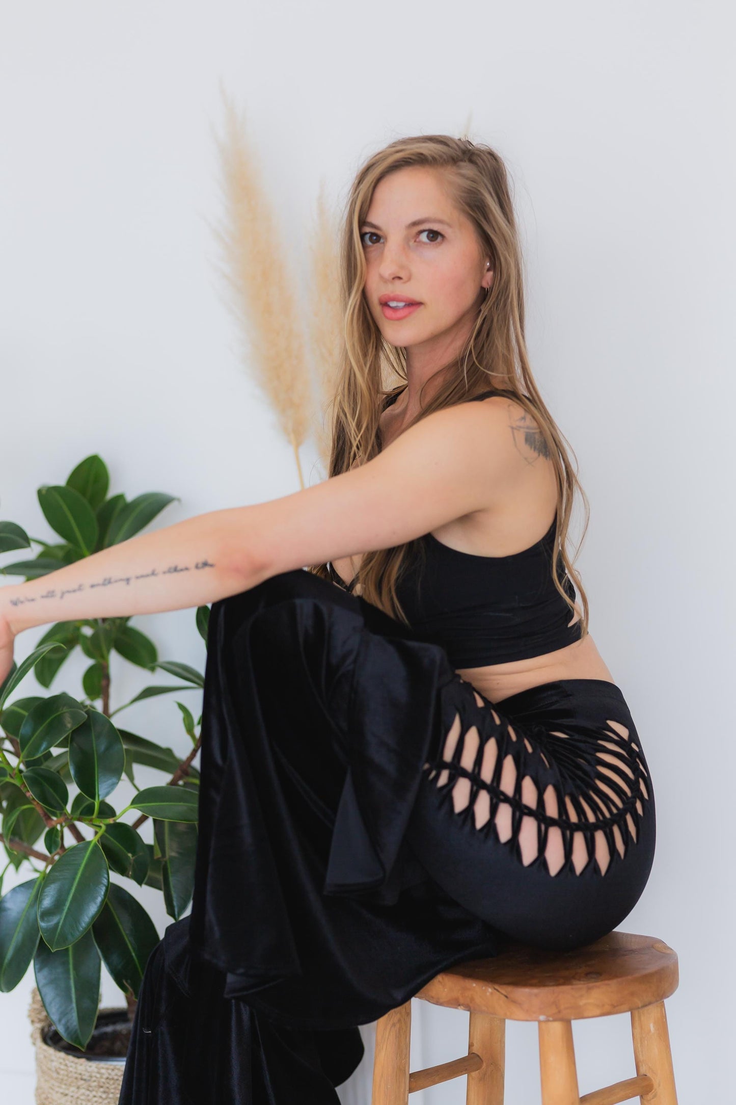 Velvet Ruffle Flare Yoga Pants: Braided Festival Bell Bottoms __etsy:7310753774