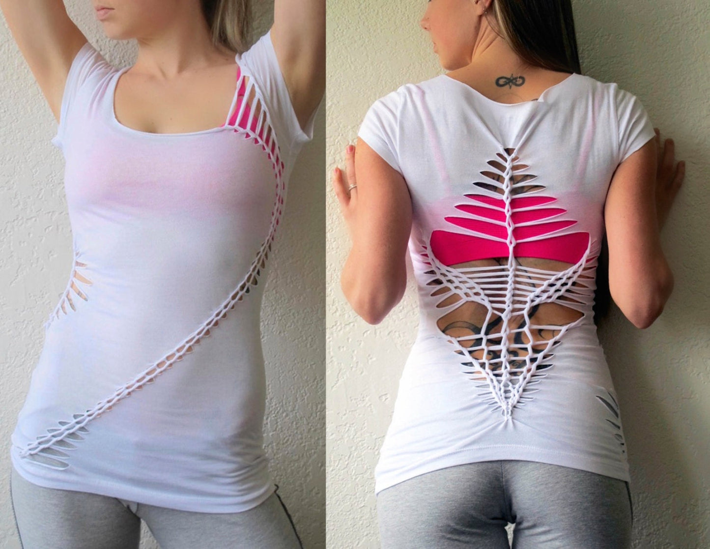 Braided T-shirt//Festival//Yoga "Owl"