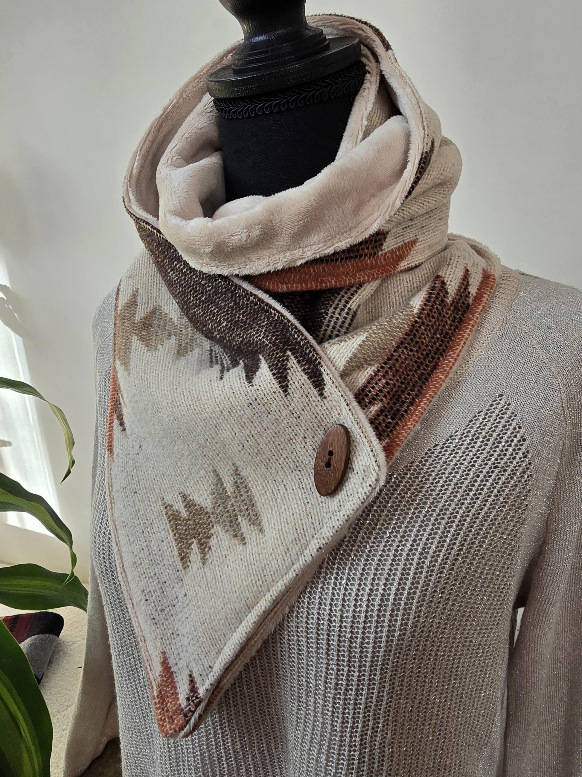 Creamy Rose Brown Southwest Adventure Snap Scarf __etsy:7417331214