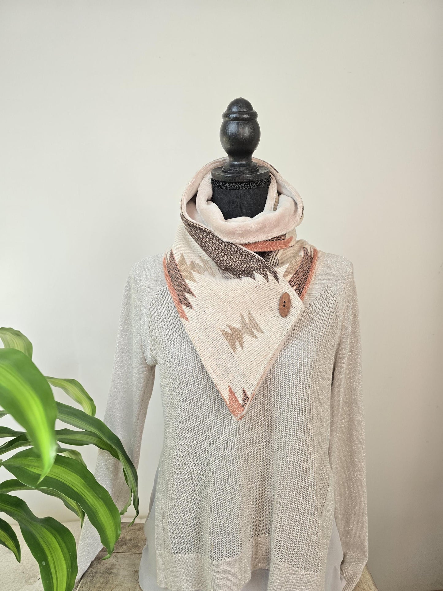 Creamy Rose Brown Southwest Adventure Snap Scarf __etsy:7417331278