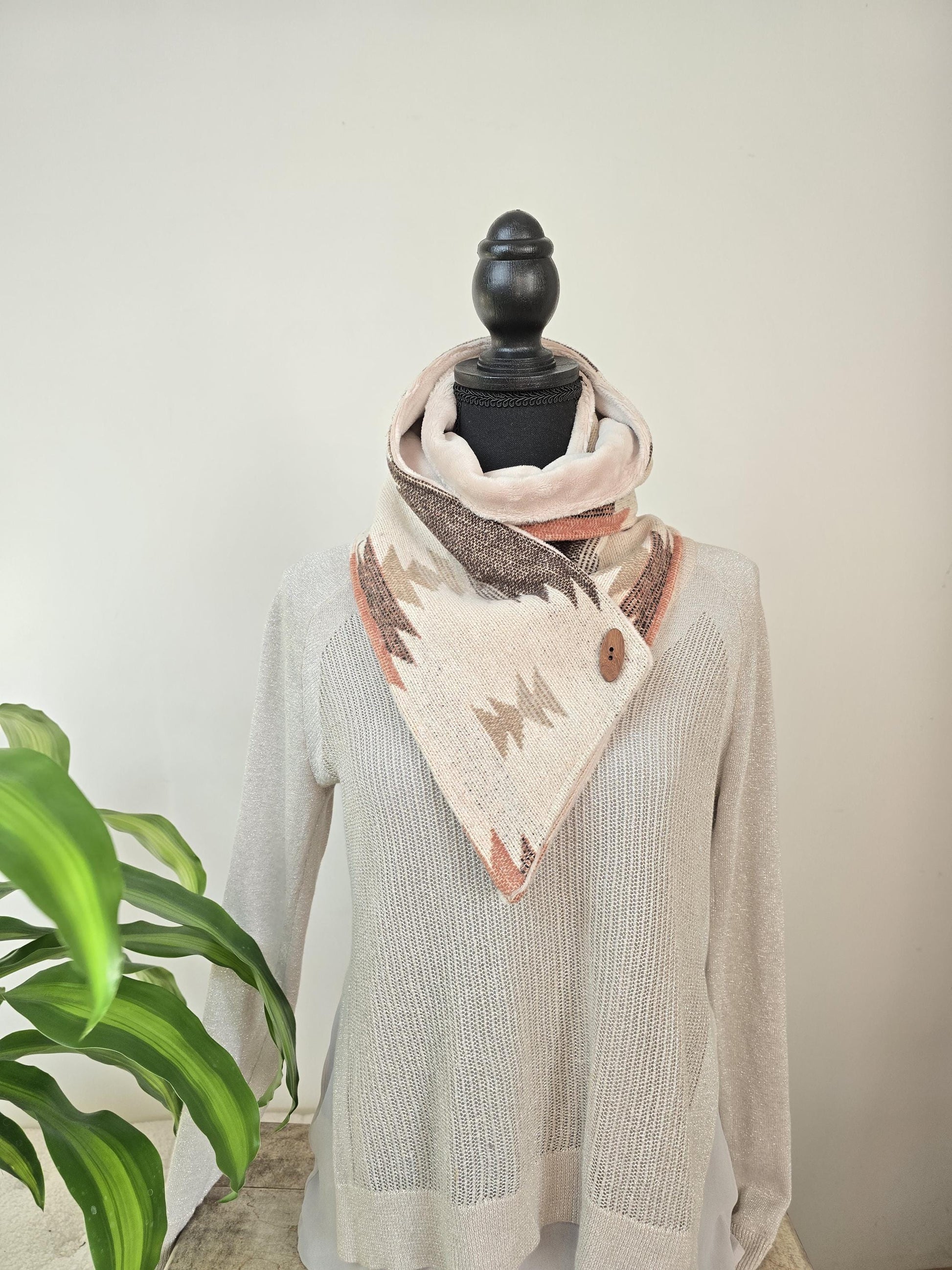 Creamy Rose Brown Southwest Adventure Snap Scarf __etsy:7417331278