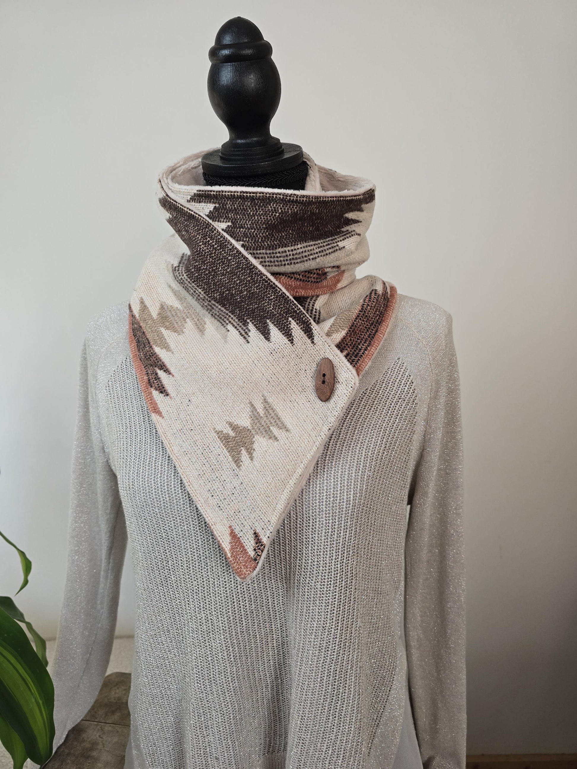 Creamy Rose Brown Southwest Adventure Snap Scarf __etsy:7417331462