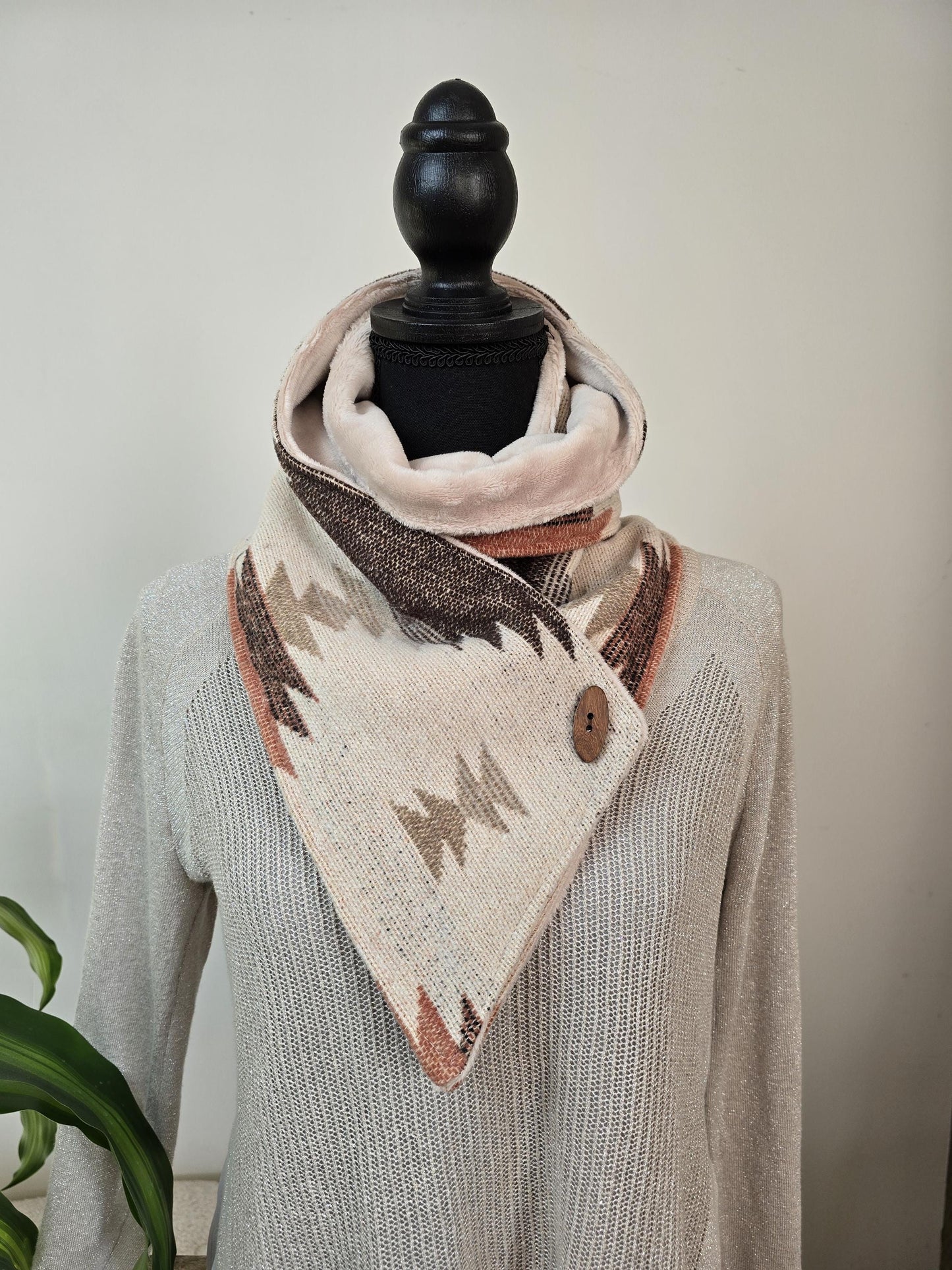Creamy Rose Brown Southwest Adventure Snap Scarf __etsy:7417331478