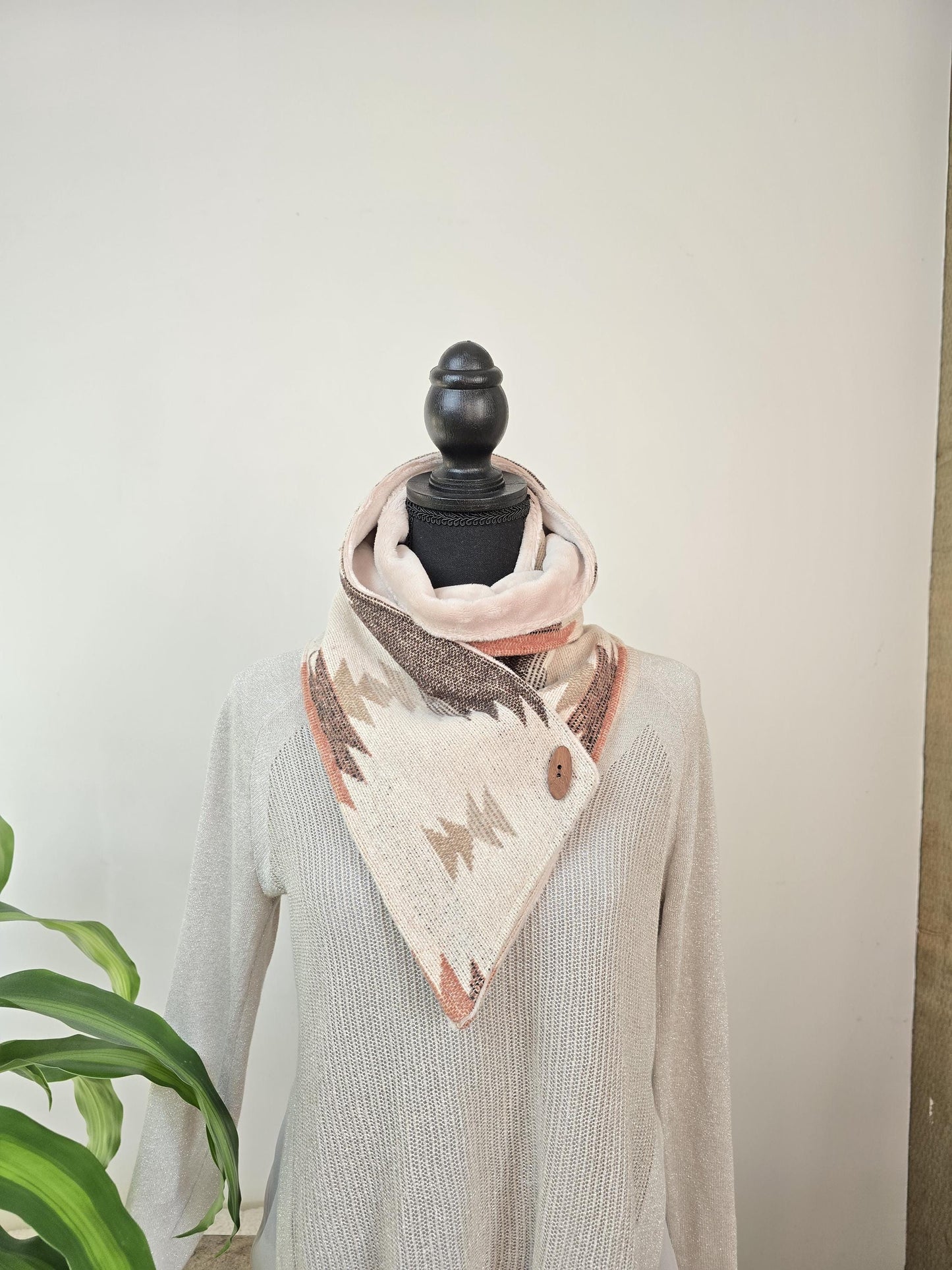 Creamy Rose Brown Southwest Adventure Snap Scarf __etsy:7417332240