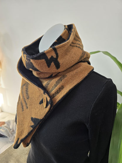 Golden Sand and Black Southwest Adventure Snap Scarf __etsy:7417350256