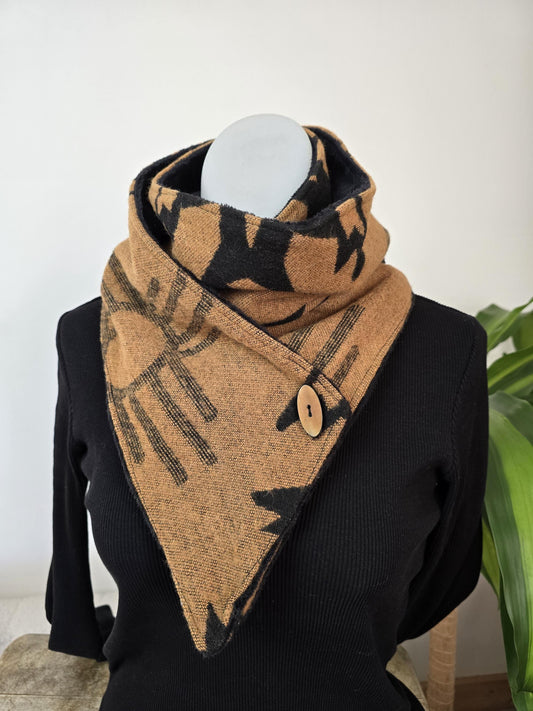 Golden Sand and Black Southwest Adventure Snap Scarf __etsy:7417350258