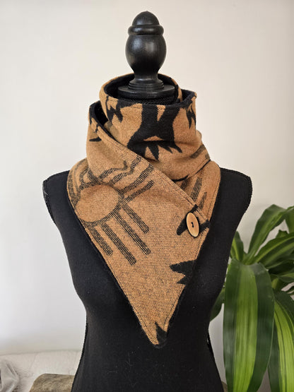 Golden Sand and Black Southwest Adventure Snap Scarf __etsy:7417350544