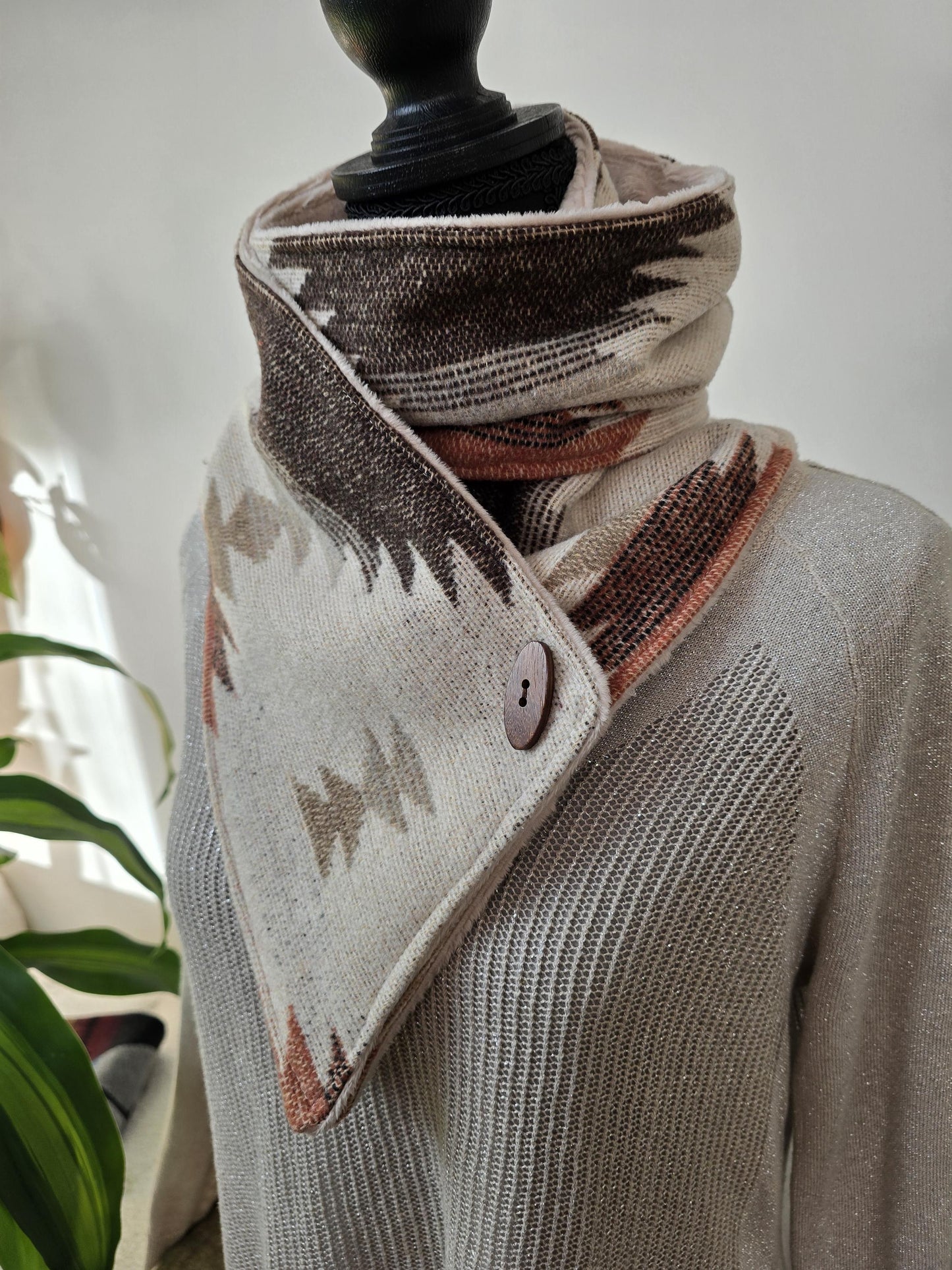 Creamy Rose Brown Southwest Adventure Snap Scarf __etsy:7465250367