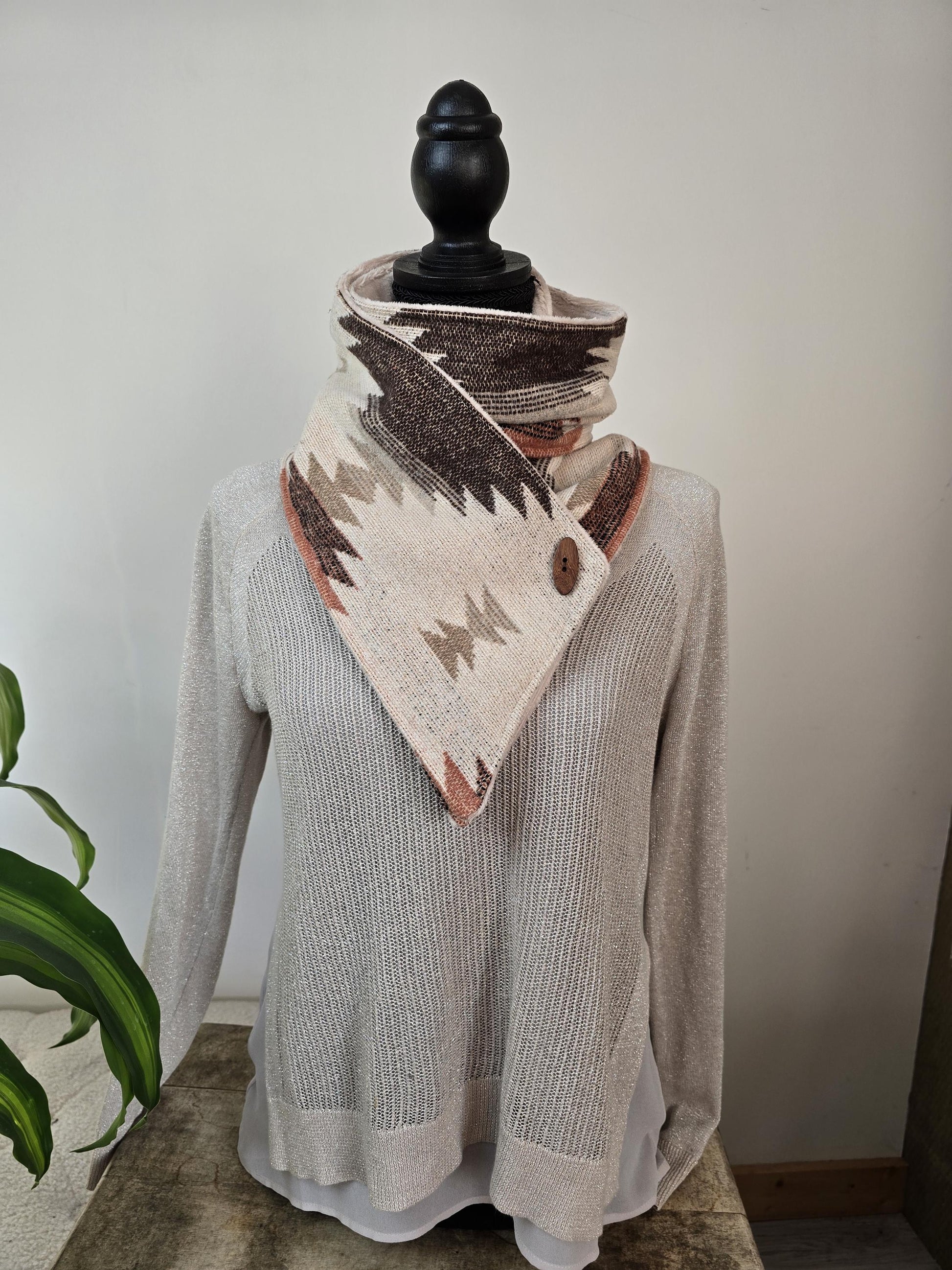 Creamy Rose Brown Southwest Adventure Snap Scarf __etsy:7465250397