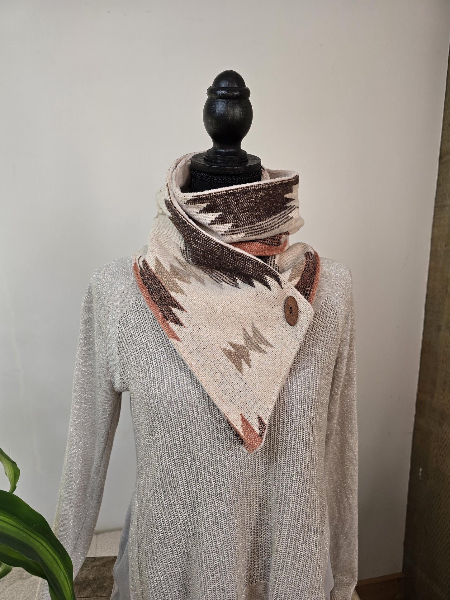 Creamy Rose Brown Southwest Adventure Snap Scarf __etsy:7465250407
