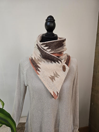 Creamy Rose Brown Southwest Adventure Snap Scarf __etsy:7465250407