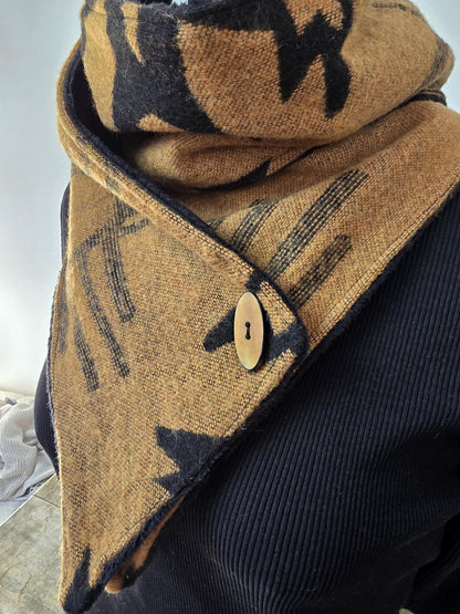 Golden Sand and Black Southwest Adventure Snap Scarf __etsy:7465269325