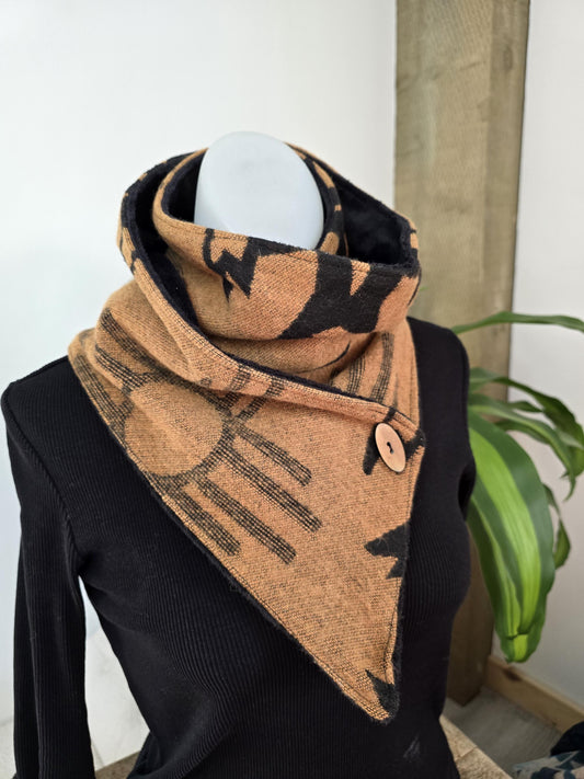 Golden Sand and Black Southwest Adventure Snap Scarf __etsy:7465269403