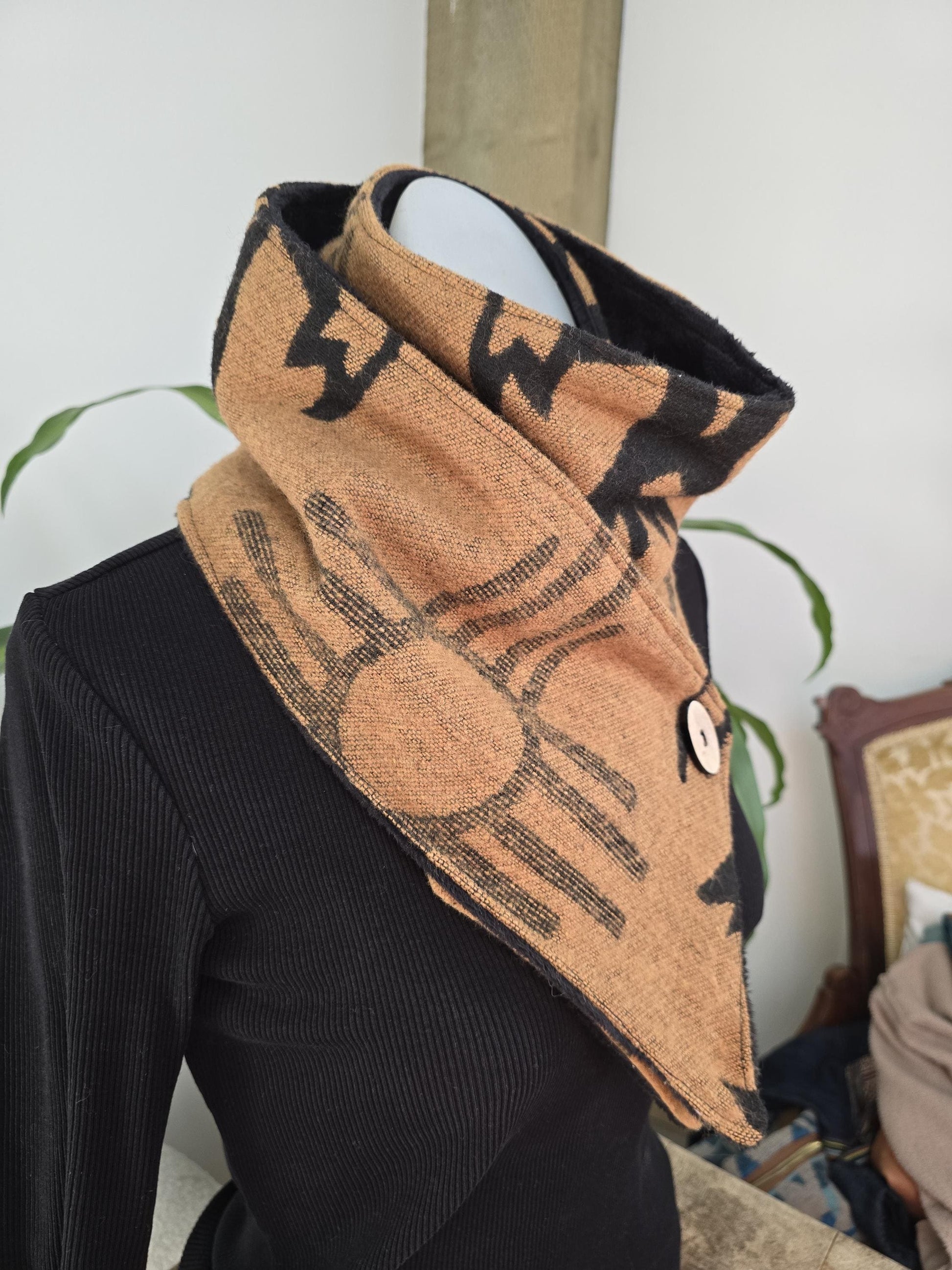 Golden Sand and Black Southwest Adventure Snap Scarf __etsy:7465269415