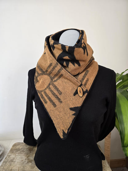 Golden Sand and Black Southwest Adventure Snap Scarf __etsy:7465269587