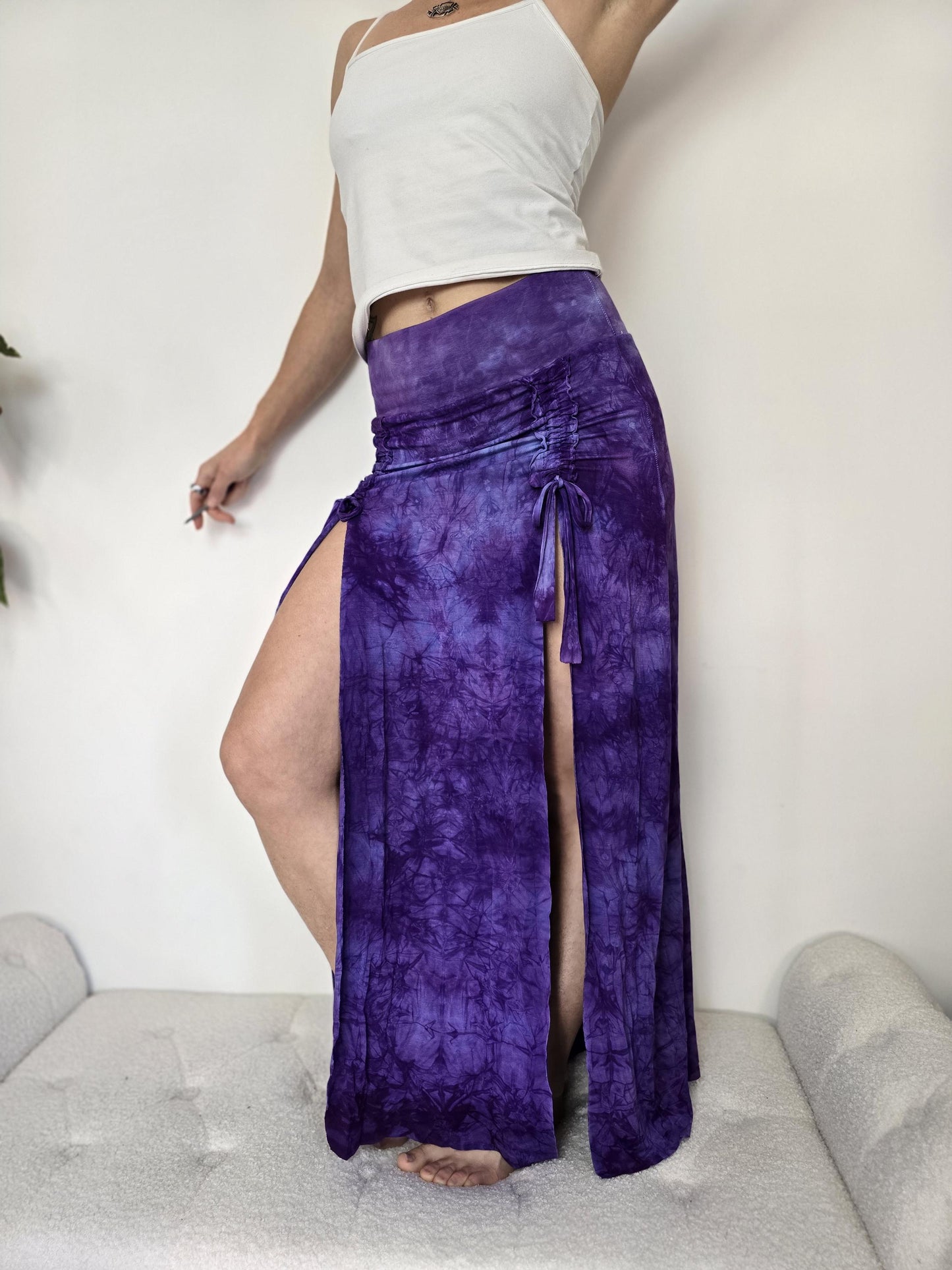 Bamboo Lavender Hand Dyed Cinch Skirt, festival clothing __etsy:7489743283
