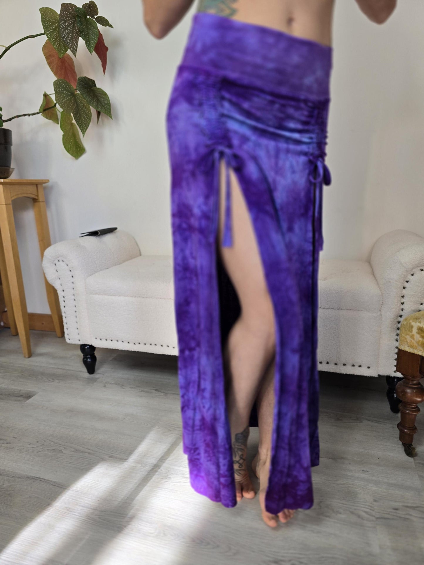 Bamboo Lavender Hand Dyed Cinch Skirt, festival clothing __etsy:7489743447