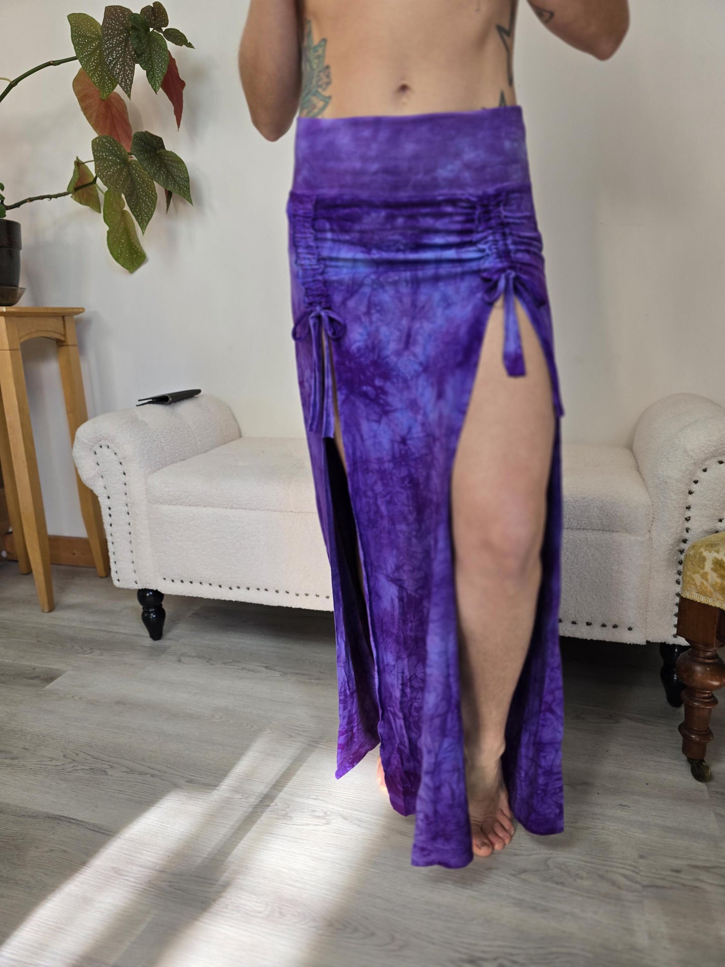 Bamboo Lavender Hand Dyed Cinch Skirt, festival clothing __etsy:7489743475