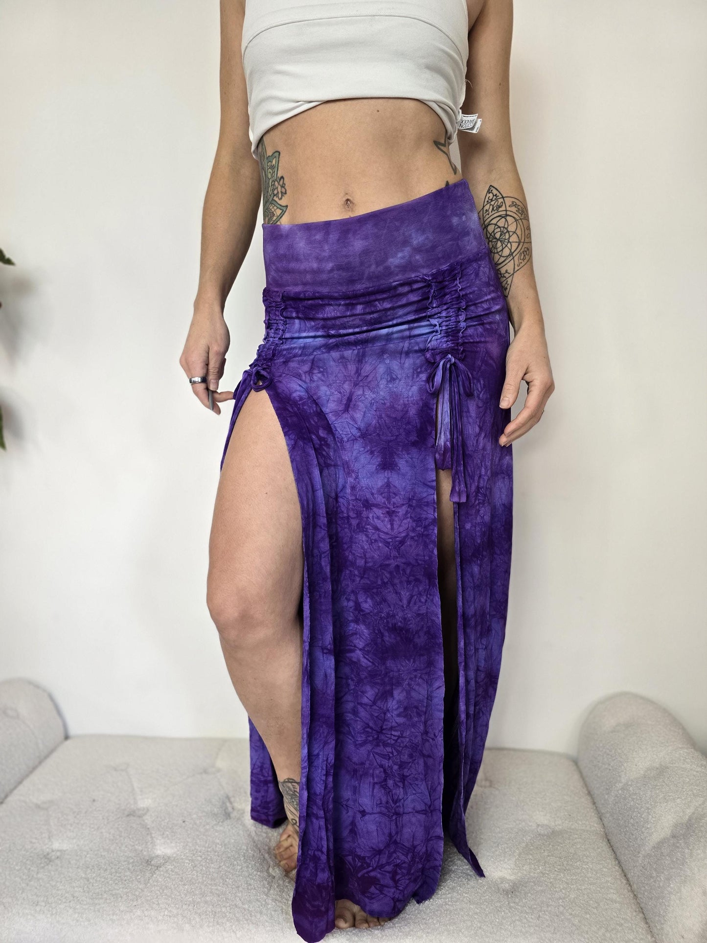 Bamboo Lavender Hand Dyed Cinch Skirt, festival clothing __etsy:7489744649