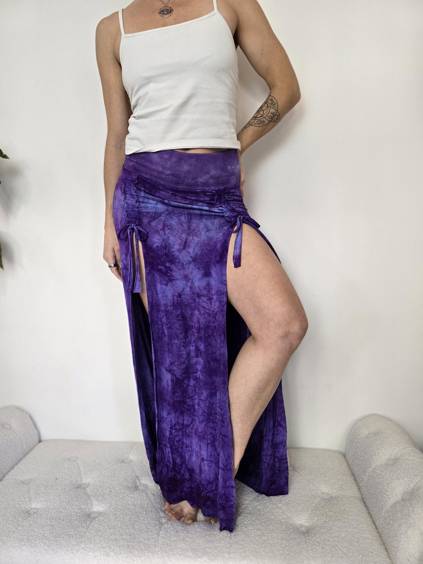 Bamboo Lavender Hand Dyed Cinch Skirt, festival clothing __etsy:7489744717