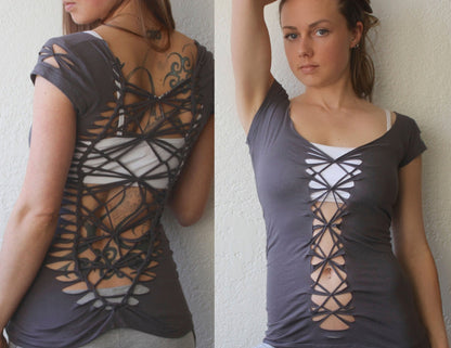 Braided T-Shirt, open back t-shirt DIAMOND