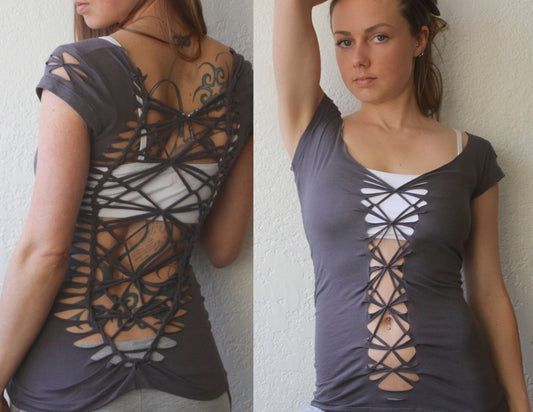 Braided T-Shirt, open back t-shirt DIAMOND