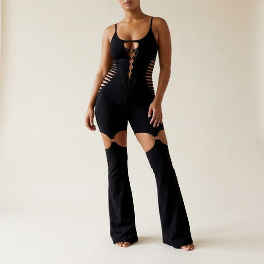 Garter Flare jumpsuit Bodysuit/catsuit Cosmic Vixen festival fire performer __etsy:7667479865