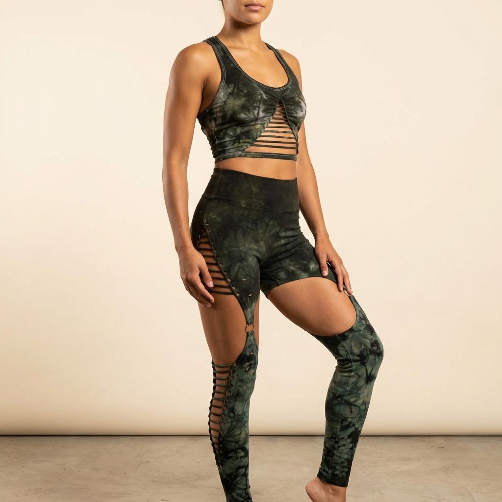 Sage Ombre Crop top Hand dyed Yoga Slit weave Fire hula hoop __etsy:7667515703
