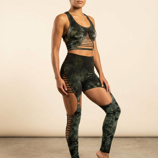 Sage Ombre Crop top Hand dyed Yoga Slit weave Fire hula hoop __etsy:7667515703