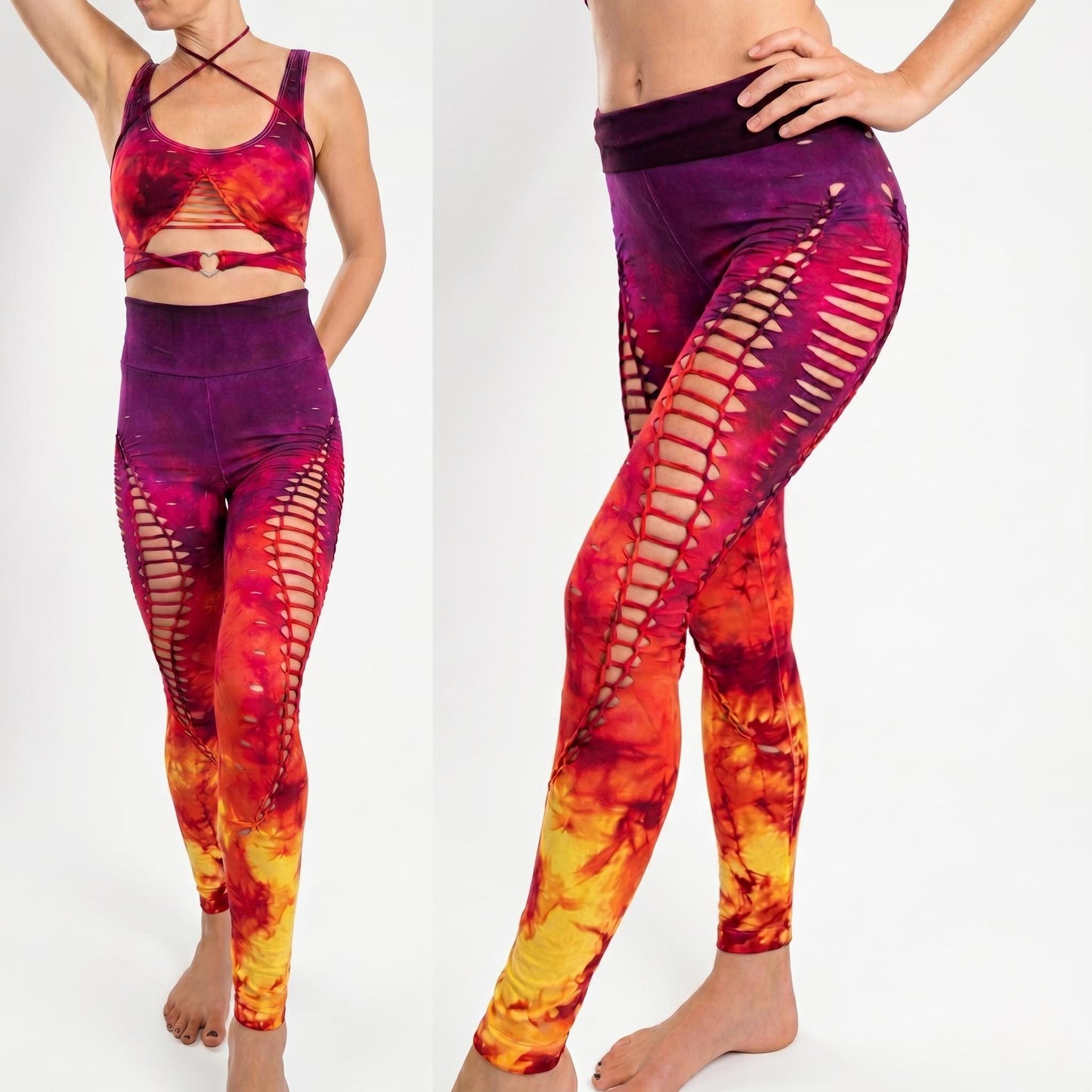 Hand Dyed Lion Heart Leggings: Braided Slit Weave, Fire Safe __etsy:7981131599
