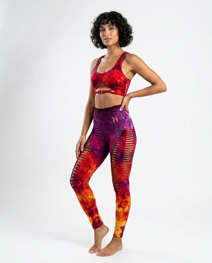 Hand Dyed Lion Heart Leggings: Braided Slit Weave, Fire Safe __etsy:7981670849