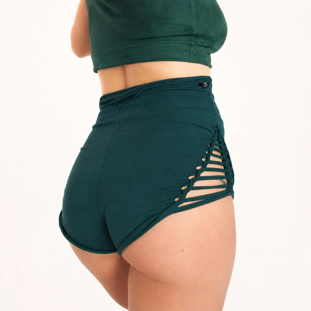 Aphrodite High Waisted Braided Booty Shorts, Yoga, Festival, Dance, Hot Yoga, pole clothing, burner shorts