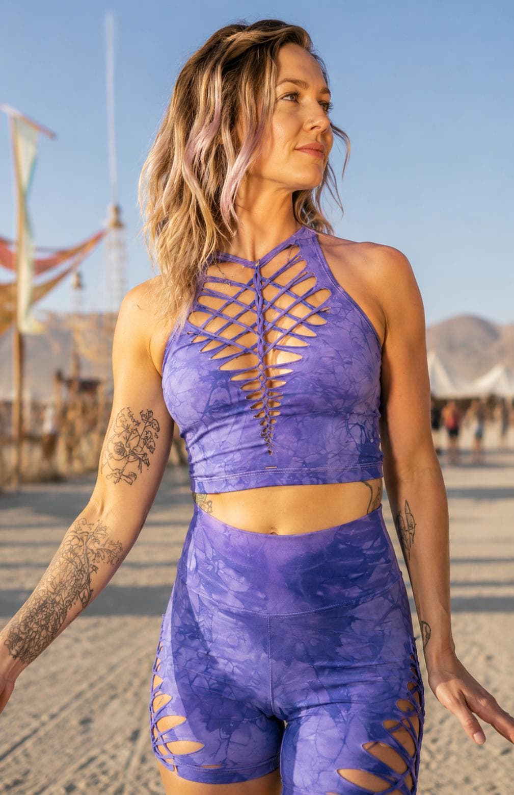 Lavender Crop top Hand dyed Yoga Slit weave Fire hula hoop __etsy:8345501738