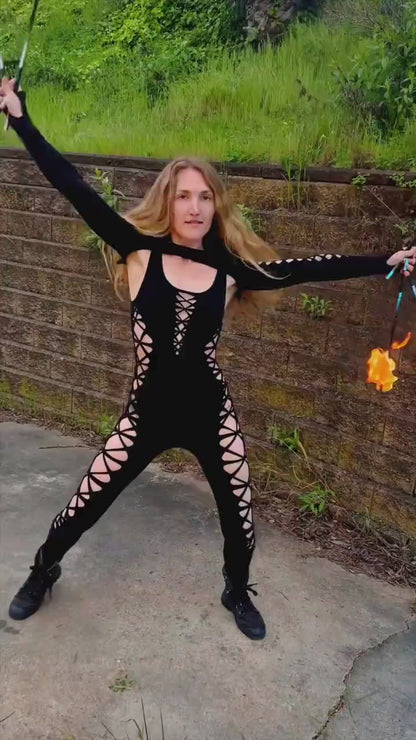 Cosmic Vixen Braided Cat Suit Performance Wear Festivals and Fire Shows