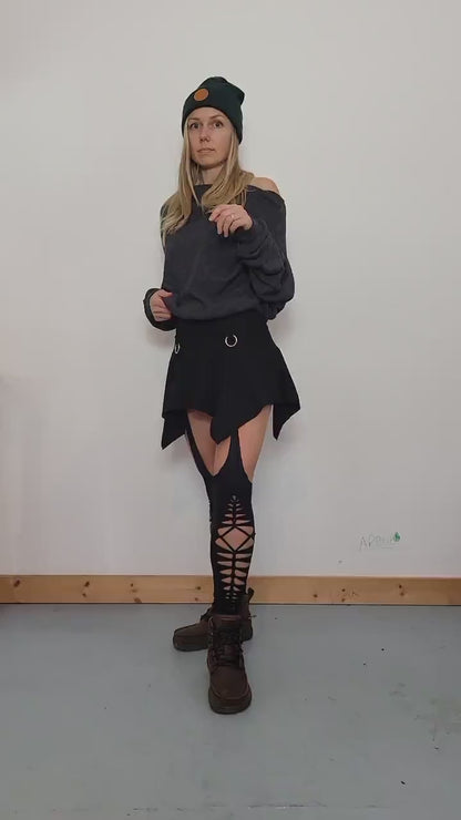 Braided Garter leg warmers, slit weave thigh highs ,festival clothing, hoop fashion, ripped leggings