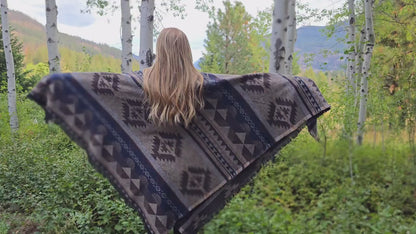 Southwest Inspired Brown Wool Throw Blanket