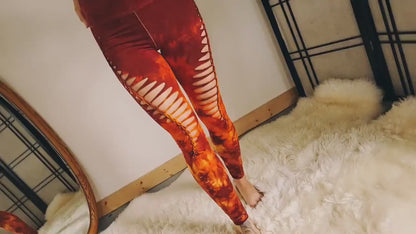 Sunset Fire Yoga leggings Hand Dyed